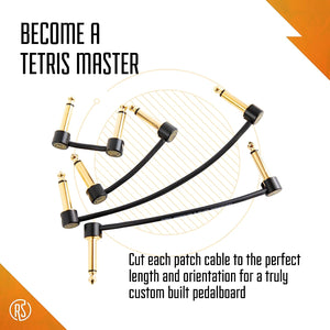 Solderless Patch Cables by Rock Stock Pedals, providing the flexibility to custom-assemble cables according to specific sizes and shapes. These cables offer musicians the freedom to create their unique pedalboard configurations, ensuring optimal sound transmission while catering to individual setup needs