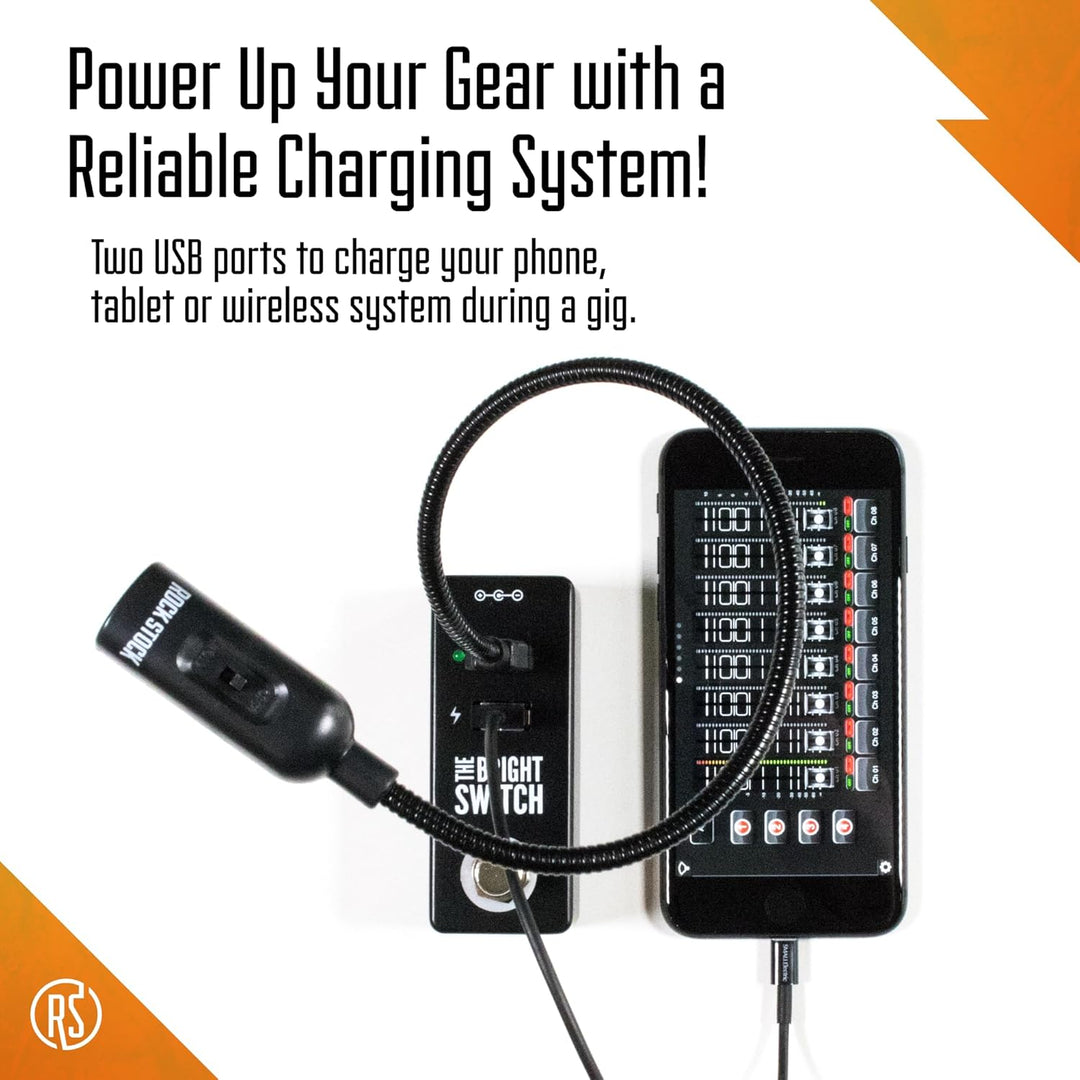 pedal usb Rock Stock The Bright Switch USB Utility Pedalboard Light/Charger