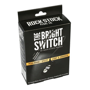 The Bright Switch pedal by Rock Stock, equipped with a USB port for powering a bright light that effectively illuminates a pedalboard. An indispensable tool for guitarists to conveniently manage and adjust their sound settings, even in low-light stages.