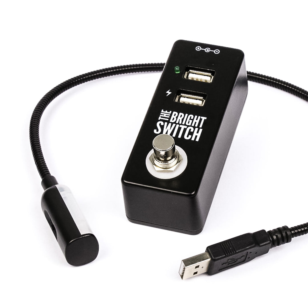 LED Lamp by Rock Stock, specifically designed for use with the Bright Switch pedal. This high-intensity lamp provides effective illumination on dimly lit stages, enhancing visibility of pedalboards and allowing musicians to easily manage their sound settings during performances